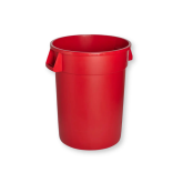 Titan Plastic Trash Receptacle - Red, 32 Gallon Round